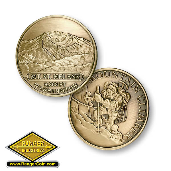 Mt. St. Helens Mountain Climber Bronze Antique