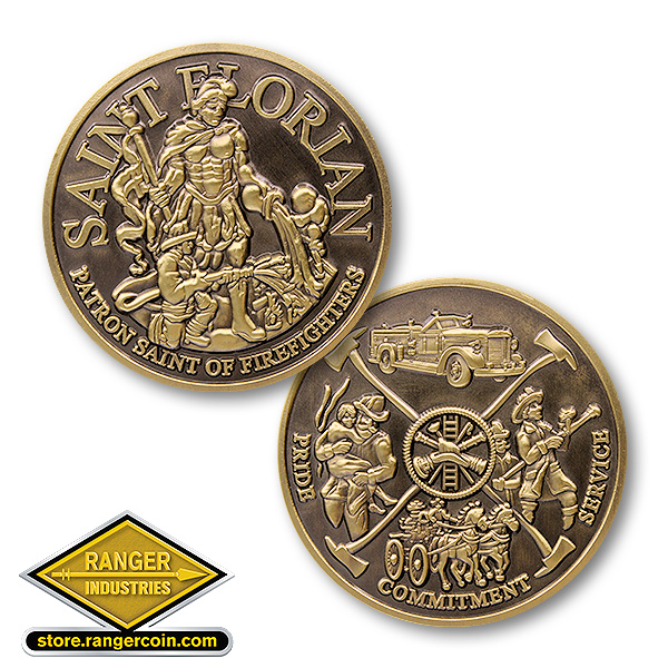 St. Florian - Fireman Theme Bronze Antique