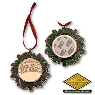 Adhesive Coin Christmas Ornament - Engravable