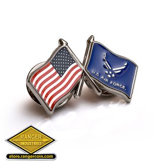 USA/USAF Flags Lapel Pin - New