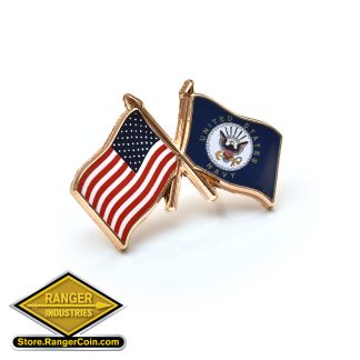 USA/NAVY Flags Lapel Pin – New
