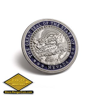 Nevada State Seal Lapel Pin - Shiny Silver