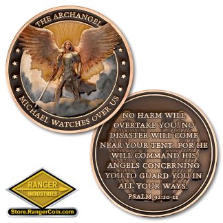 St Michael Psalms 91:10-11 coin