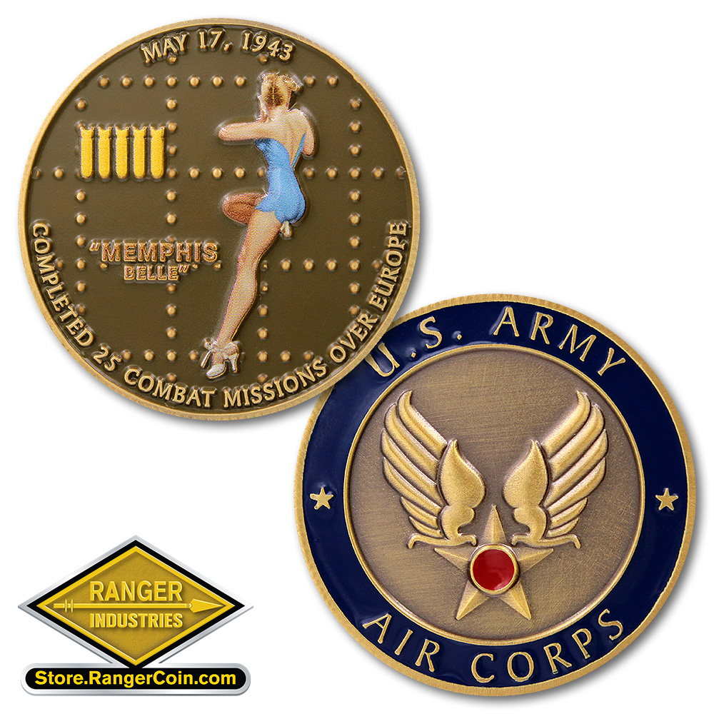 Memphis Belle B-17 Army Air Corps Bronze Antique Pinup Coin