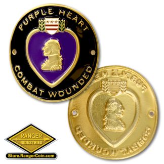 Combat Wounded - Purple Heart Hiking Stick Medallion