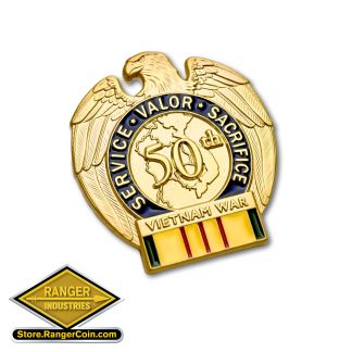 Vietnam War 50th Anniversary Matte Gold Pin