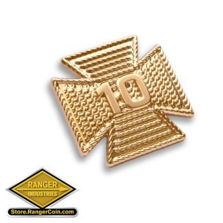Fire Dept. Years of Service Gold Lapel Pin - 10yrs.