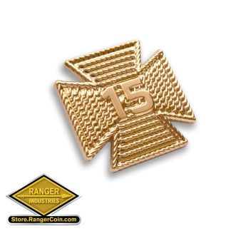 Fire Dept. Years of Service Gold Lapel Pin - 15yrs.