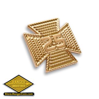 Fire Dept. Years of Service Gold Lapel Pin - 25yrs.