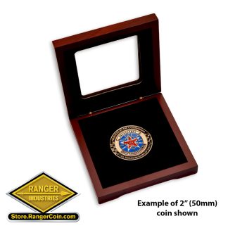 Wood with Glass Top Presentation Box - 2inch well - Magnetic
