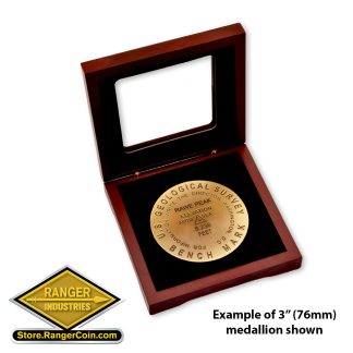 Wood with Glass Top Presentation Box - 3inch well - Magnetic