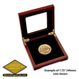 Wood with Glass Top Presentation Box VERSION 2 - 1.75inch well - Magnetic
