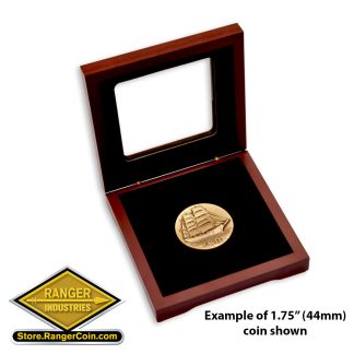 Wood with Glass Top Presentation Box - 1.75inch well - Magnetic