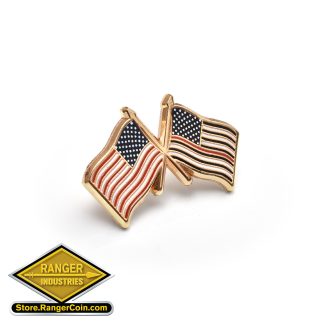 Thin Red Line Crossed Flags Pin