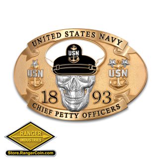 Navy Chief Petty Officer Belt Buckle - White Cap