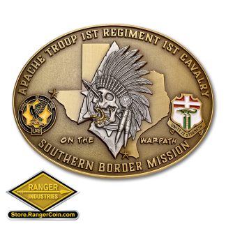 Apache Troop 1-1 CAV Southern Border Mission Belt Buckle