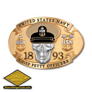 Navy Chief Petty Officer Belt Buckle - Tan Cap