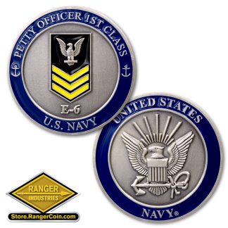 U.S. Navy Petty Officer 1st Class Coin - Gold Chevrons