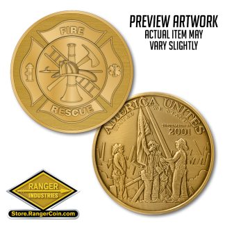 Fire & Rescue / America Unites - Bronze Antique