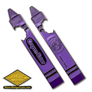 USMC Violent Violet Crayon Eater Bottle Opener Coin - "The Purple People Eater"