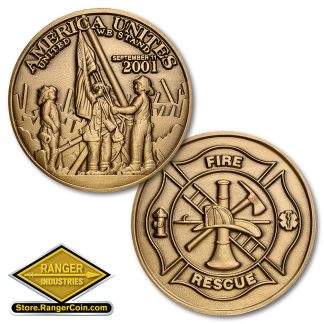 Fire & Rescue / America Unites - Bronze Antique